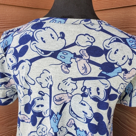 LuLaRoe Disney Women's Gray and Blue Mickey Mouse Print Carly Dress Size Small - Picture 9 of 16